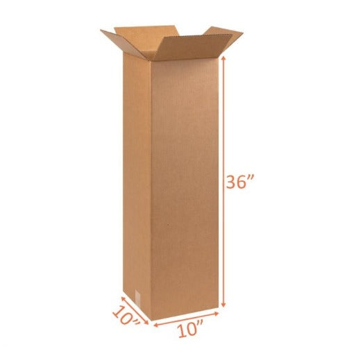 10 x 10 x 36 Tall Corrugated Boxes -25 per Bundle 10 x 10 x 36 Tall Corrugated Boxes -25 per Bundle