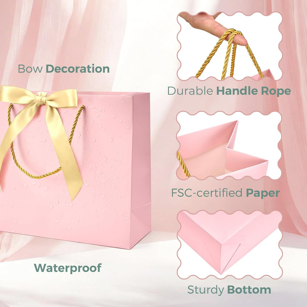 JP Jpack Large Gift Bags with Handles 12.6x9.8x4.3