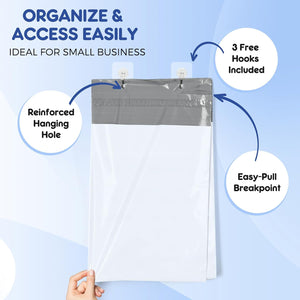 JP Jpack 12x15.5 Tear Strip Poly Mailers with Hang Holes