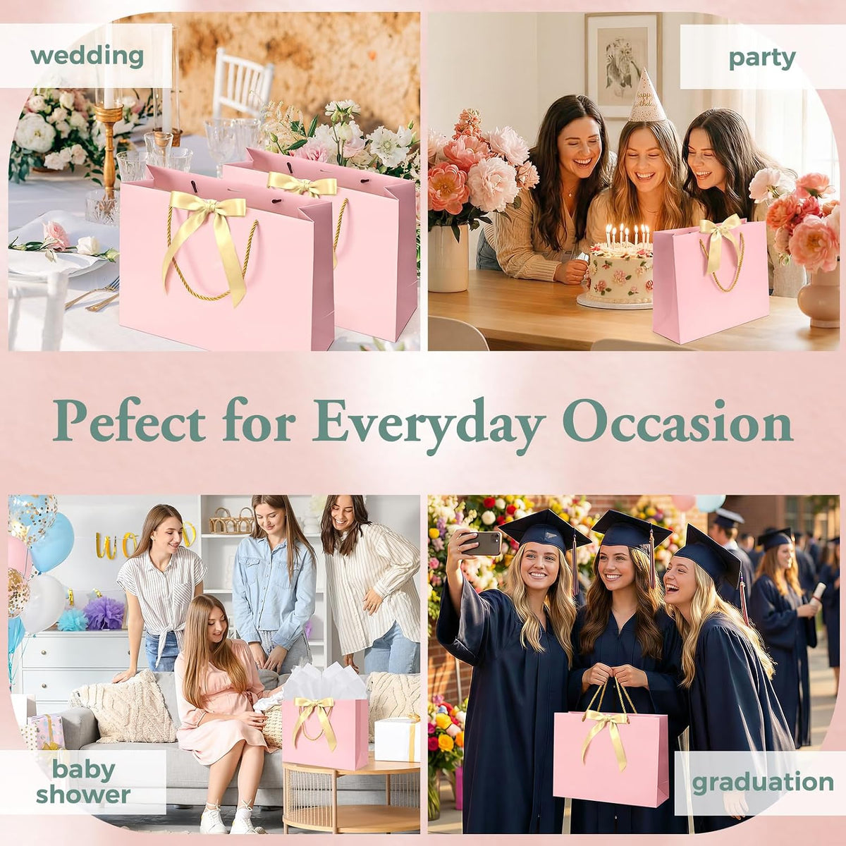 JP Jpack Large Gift Bags with Handles 12.6x9.8x4.3