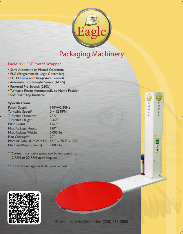 Eagle 2000EBT Extended Base Stretch Wrapper with Scale - in stock