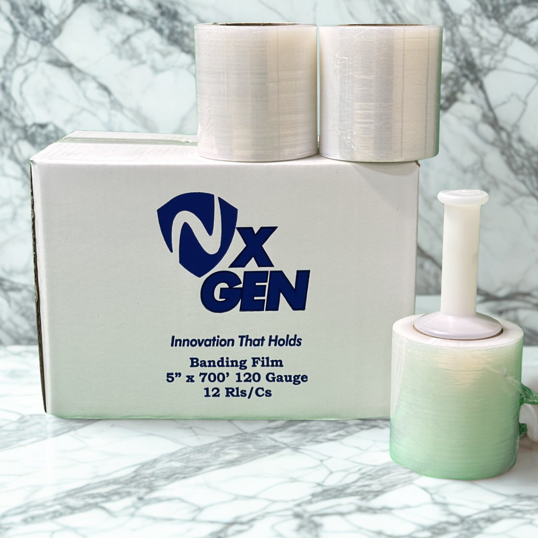 Nx Gen- 5 inch Stretch Wrap Banding Film - With Handle (All Weather) 700Ft. 120 Gauge